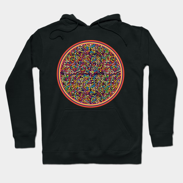 Psychedelic Confetti Circle Hoodie by Scrabbly Doodles